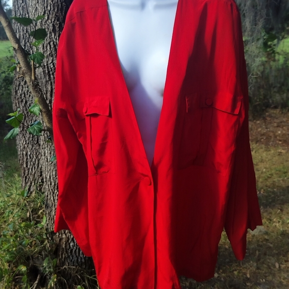 John Yang 80s 90s Red Blazer Medium - Picture 1 of 5